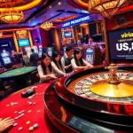 Viral88 promotes excitement at a thrilling roulette table, with colorful chips and engaging players in action.