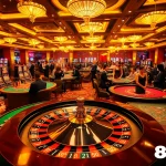 Experience the thrill of winning at Nhà Cái 8XBET in a vibrant casino setting filled with roulette, poker, and lively players.