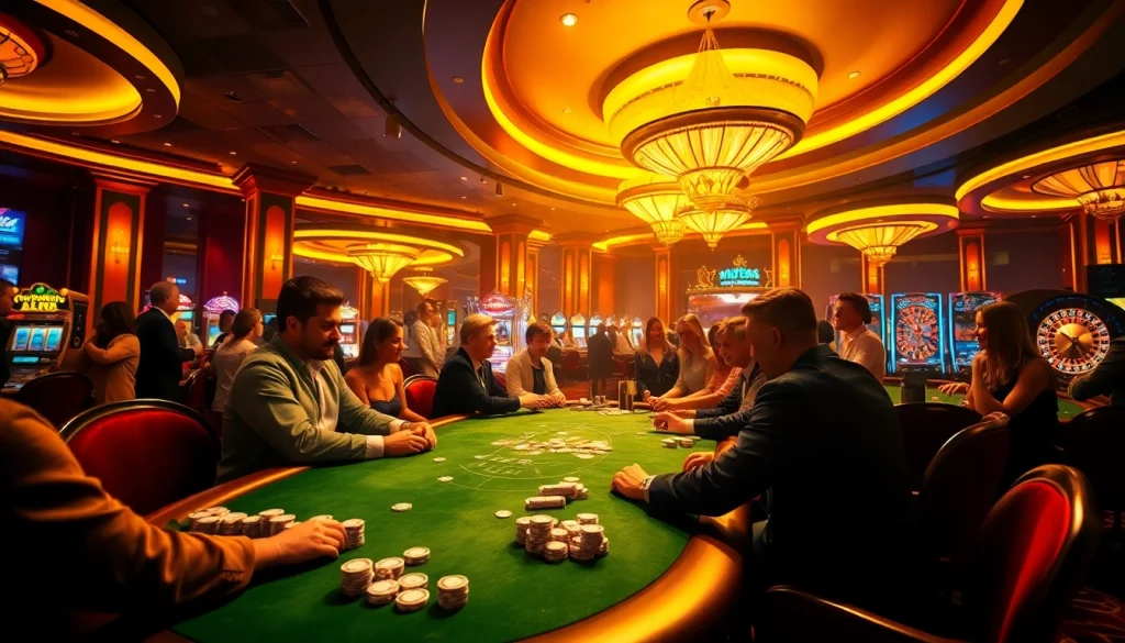 Experience the thrill of gambling at https://mm88.sa.com/ with players at a vibrant poker table.