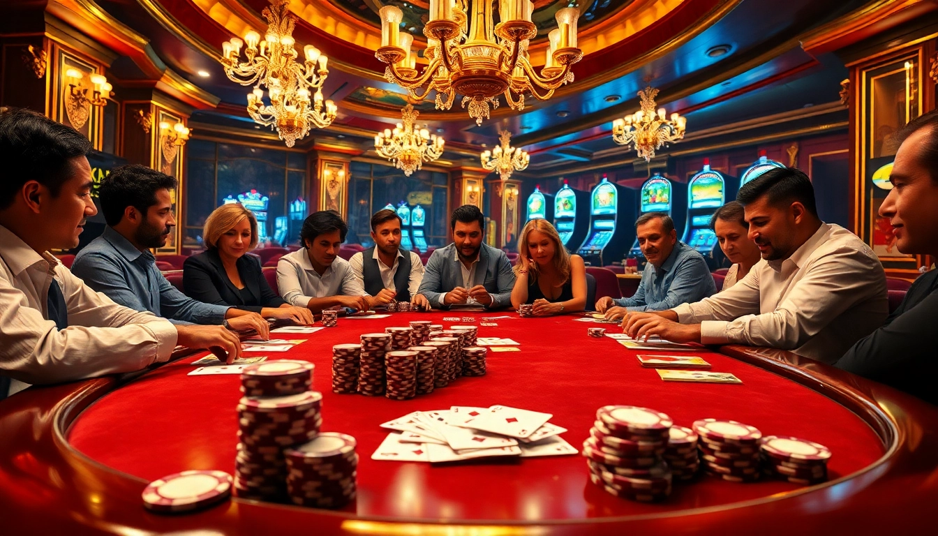 Experience the thrill of poker at https://f8beta2.me/: intense competition at a luxury casino with vibrant chips and cards.