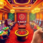 Exciting RR88 online casino scene with players at tables and slot machines.