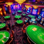 Experience the thrill of winning at the e28 casino tables filled with excited players and vibrant slot machines.