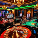 Players enjoying a thrilling poker game at a luxurious casino with 888b branded features.