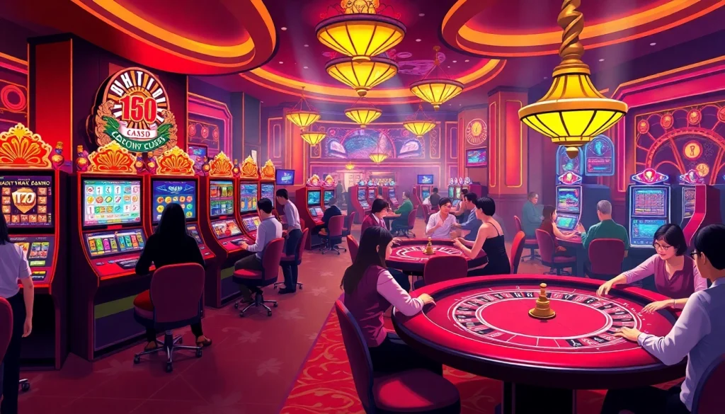 Experience the excitement of Nhà cái Go8 with players enjoying vibrant casino games, including slots and poker.