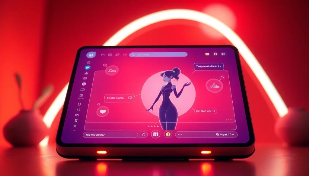 Engaging AI sexchat interaction showcasing vibrant interface and digital character.
