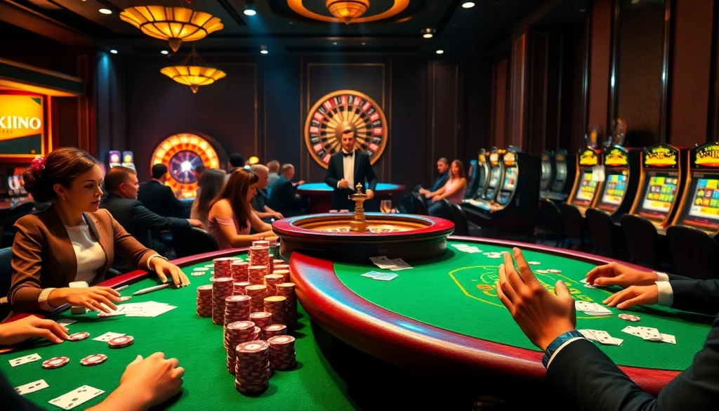 Win big at https://tr88.locker/ with colorful casino tables and glowing slot machines.