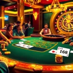 C168 poker chips and cards on a luxurious casino table, capturing the excitement of high-stakes gaming.